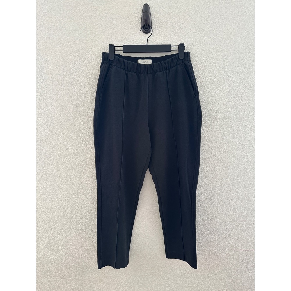 Everlane The Dream Pant M Black Tapered Elastic Drawstring Waist Pintuck Seam